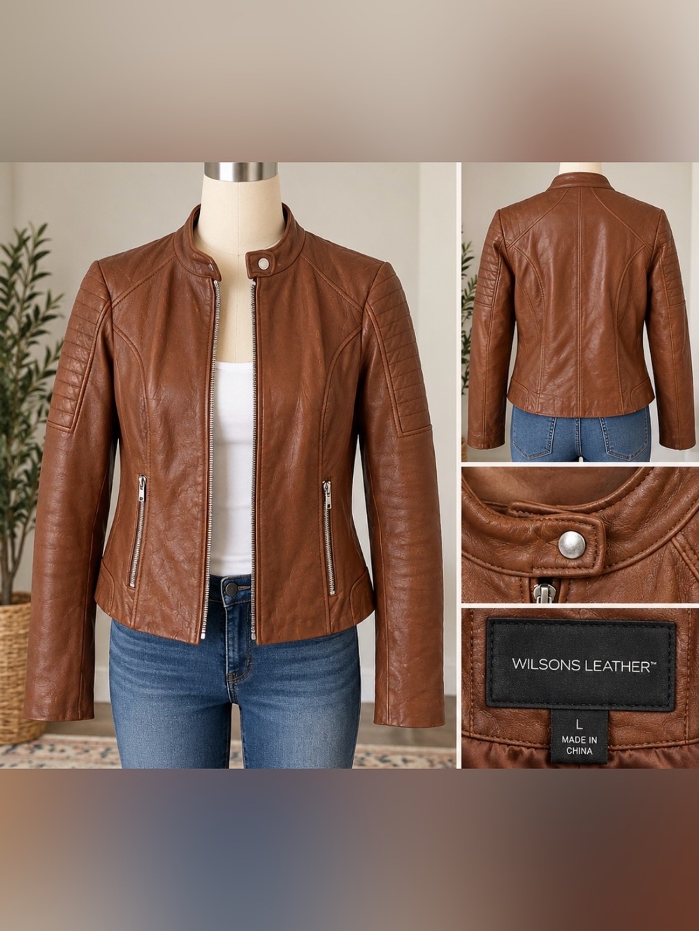 Wilsons Leather Brown Moto-Style Leather Jacket